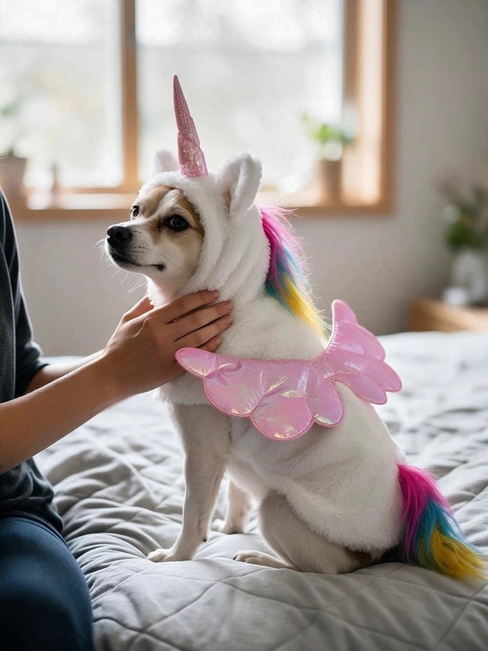 Unicorn Dog Costume in White & Pink Like New